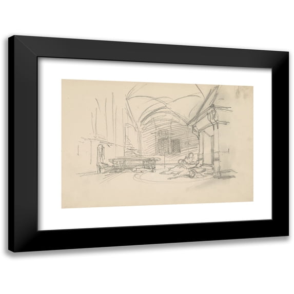 Henryk Siemiradzki 24x17 Black Modern Framed Museum Art Print Titled - Sketch of the Stage in the Interior (1883)