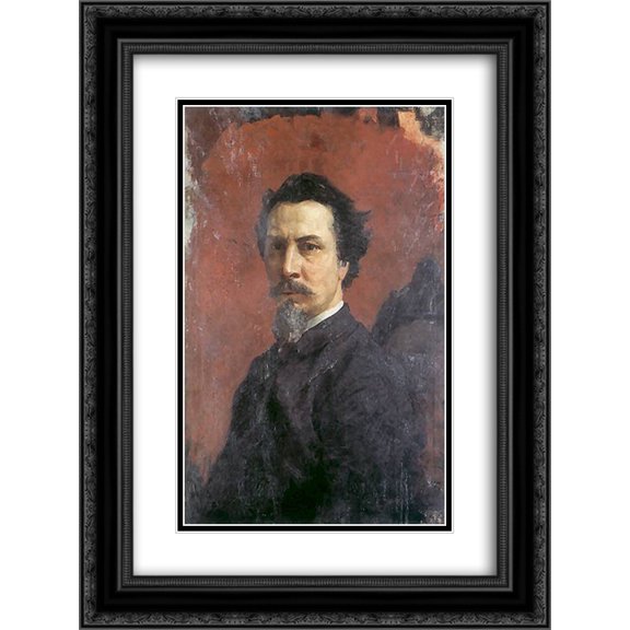 Henryk Siemiradzki 2x Matted 20x24 Black Ornate Framed Art Print 'Unfinished Self-portrait'
