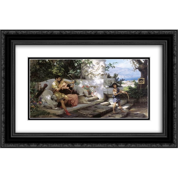 Henryk Siemiradzki 2x Matted 24x16 Black Ornate Framed Art Print 'A Dangerous Game'