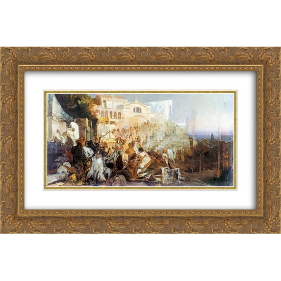 Henryk Siemiradzki 2x Matted 24x16 Gold Ornate Framed Art Print 'Sketch for the Torch of Nero'
