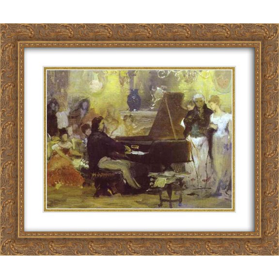 Henryk Siemiradzki 2x Matted 24x20 Gold Ornate Framed Art Print 'Chopin Performing in the Guest-Hall of Anton Radziville in Berlin in 1829'