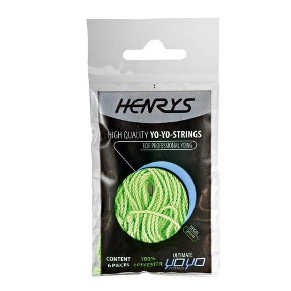 Henrys Neon Yo-Yo String - Set of 6 Polyester YoYo Strings (Green)