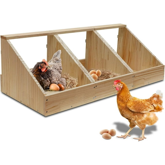 Hens Nesting Box, 3 Packs Single Compartment Solid Wood Chicken Nesting Boxes for UP to 15 Hens, Large Duty Laying Nest Box for Duck and Poultry (3 Packs)