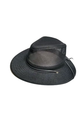 Aussie Breezer Original Made in USA Cotton Mesh Hat 5312 / 5310 from Miami Hat Shop, UPF50+, Packable (Black, Large)