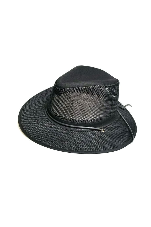 Aussie Breezer Original Made in USA Cotton Mesh Hat 5312 / 5310 from Miami Hat Shop, UPF50+, Packable (Black, Small)