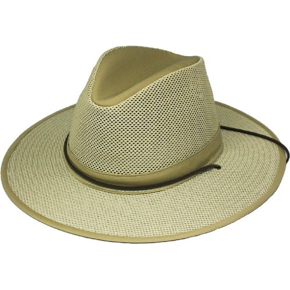 Aussie Breezer Original Made in USA Cotton Mesh Hat 5312 / 5310 from Miami Hat Shop, UPF50+, Packable (Khaki, Large)