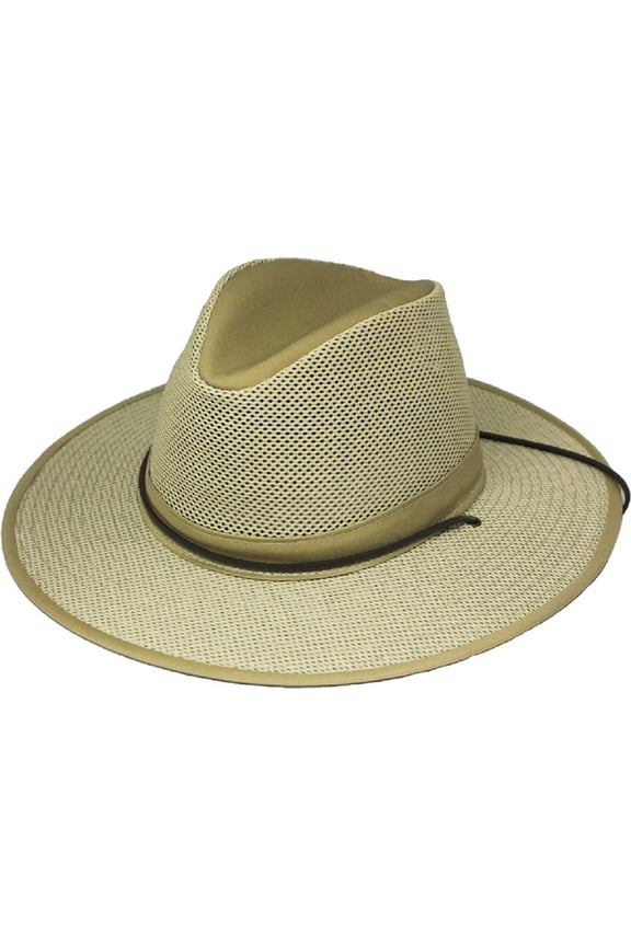 Aussie Breezer Original Made in USA Cotton Mesh Hat 5312 / 5310 from Miami Hat Shop, UPF50+, Packable (Khaki, Medium)