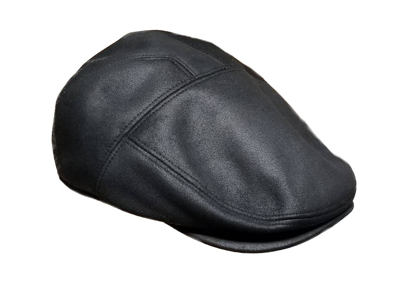 Black suede best sale leather beanie cap