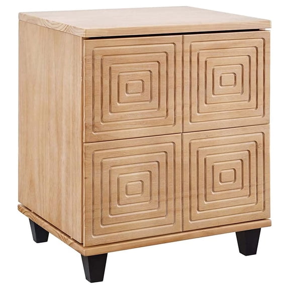 Hensley 22 Inch 2 Drawer Wood Nightstand, Grooved Front, Brown- Saltoro Sherpi