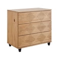 thumbnail image 1 of Hensley 31 Inch 3 Drawer Wood Dresser, Grooved Front, Brown, 1 of 2