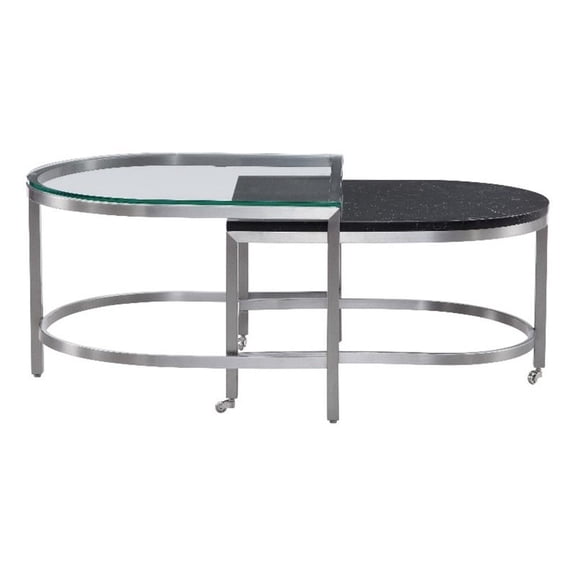 Hensley Bunching Cocktail Table in Metal and Black Marble