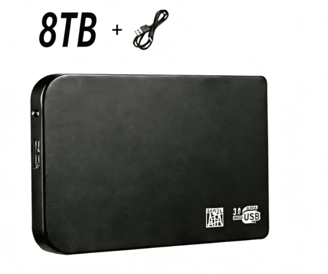Hent 8TB External USB Hard Drive — Portable Mobile Storage & Backup, Ultra-Slim Memory Expansion Device (USB 3.0) — Compatible with PC, Mac, and Laptops (Black)