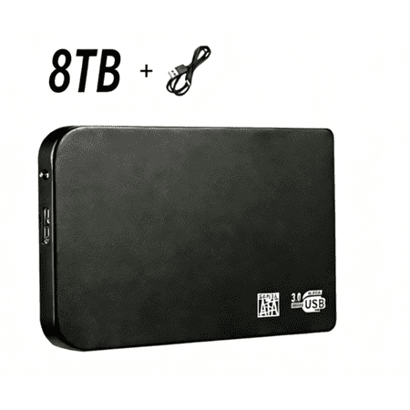 Hent 8TB External USB Hard Drive — Portable Mobile Storage & Backup, Ultra-Slim Memory Expansion Device (USB 3.0) — Compatible with PC, Mac, and Laptops (Black)