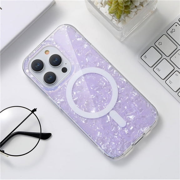 Hent Case for iPhone 13, Magnetic Charging Case with Iridescent Shell & Glitter Powder, Variants Available, Clear Protective Cover