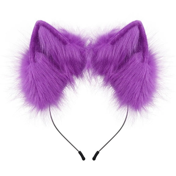 Hent Faux Fur Fox Cat Ear Headband, Plush Cosplay Hair Hoop Party Costume Hair Accessories for Women
