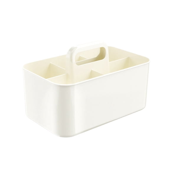 Hent Portable Divided Desktop Storage Caddy with Handle, Thick Plastic Organizer Bin for Stationery, Snacks & Sundries