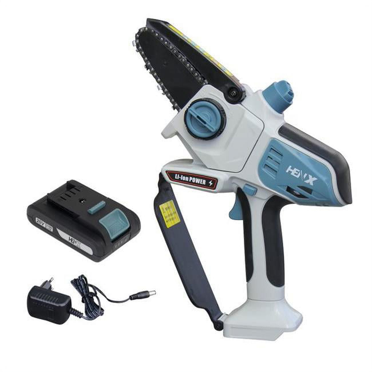 Henx H20MNLJ04A02 4 in. 20V Cordless Mini Chain Saw with Charger & Battery