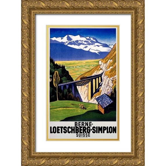 Henziross, Eugen 10x14 Gold Ornate Wood Framed with Double Matting Museum Art Print Titled - Berne-Loetschberg-Simplon