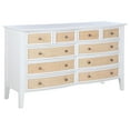 thumbnail image 1 of Heo Wide Dresser, 10 Drawers, Rattan Woven Curved Front, White Wood, 1 of 5