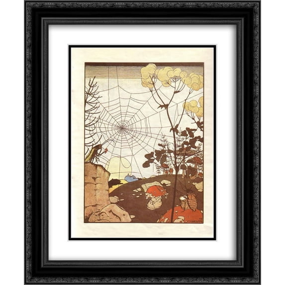 Heorhiy Narbut 2x Matted 20x24 Black Ornate Framed Art Print 'Illustration. 'Fairy Tales: Teremok. Mizgir'.'