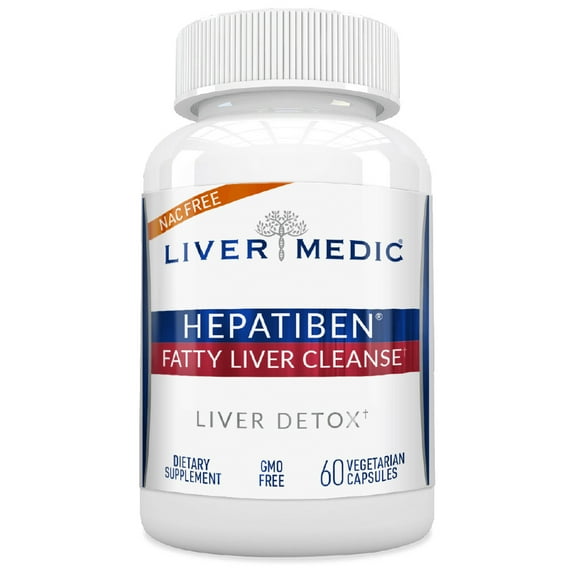 Hepatiben Liver Detox Cleanse, Non-GMO Capsules for Liver Detox and Regeneration with Gut Repair, Liver Supplement with Milk Thistle, Turmeric, and L-Glutathione, 60 Vegetarian Capsules - Liver Medic
