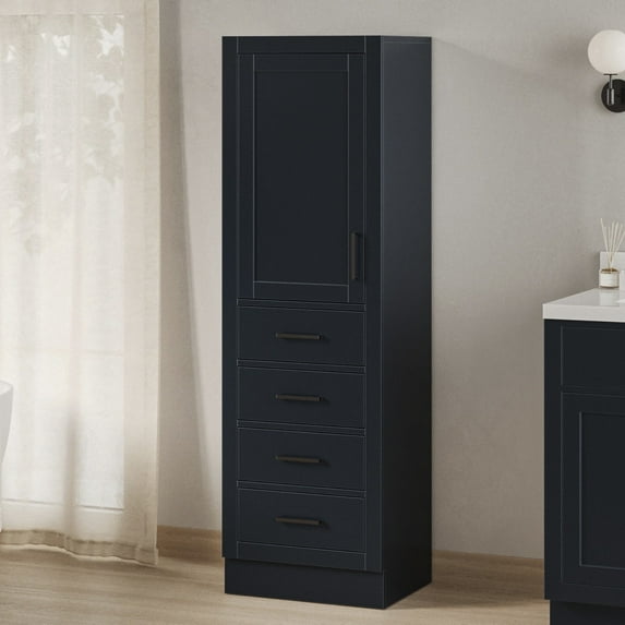 ARIEL Hepburn Bathroom Linen Storage Cabinet 65”H x 20”W x 16”D Midnight Blue