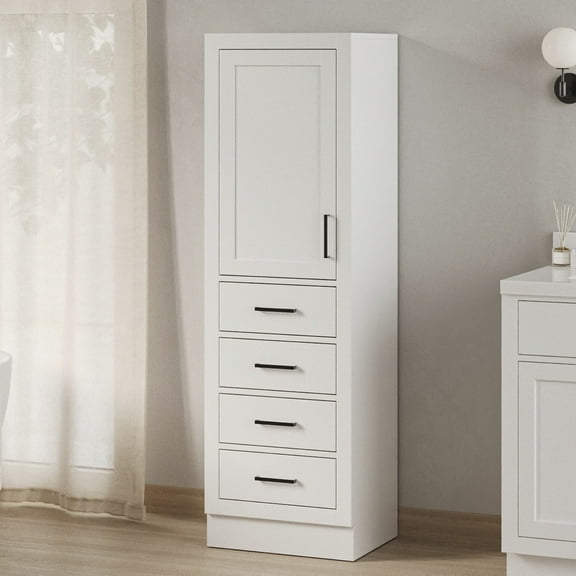 ARIEL Hepburn Bathroom Linen Storage Cabinet 65”H x 20”W x 16”D White