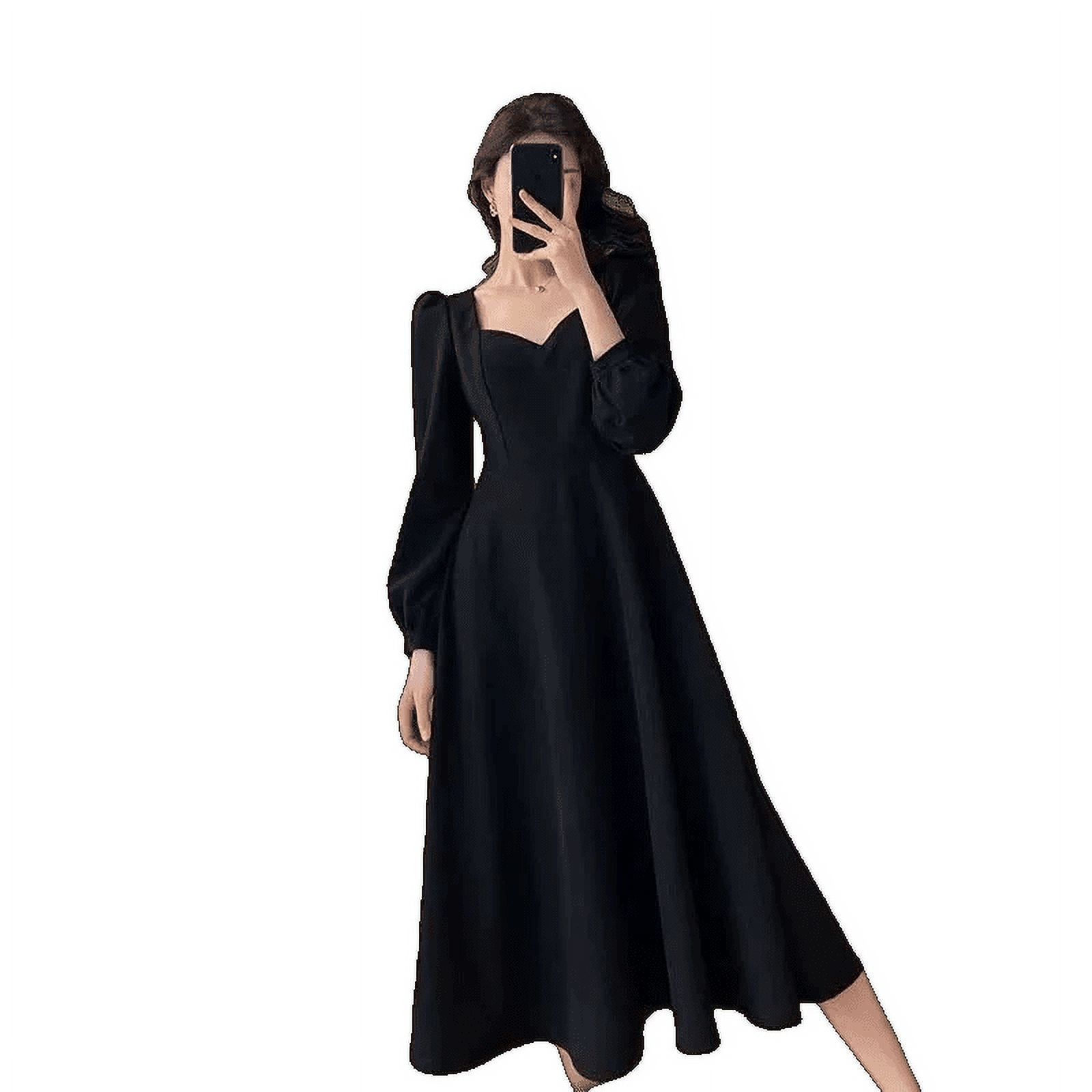 Over the knee black dress deals