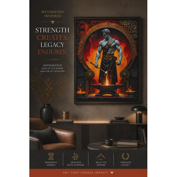 Hephaestus Art Nouveau Greek God Of Fire And Forge Art Alternate Poster ...
