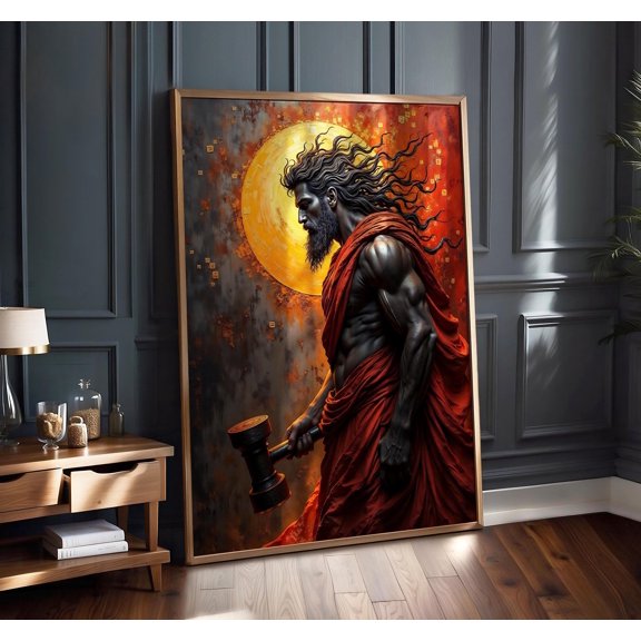 Hephaestus Art Nouveau Greek God Of Fire And Forge Decorative Wall Art Poster , Poster Print Only