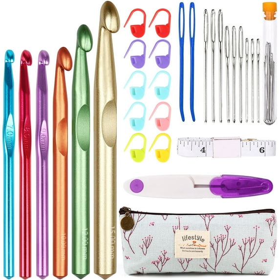 Large Size Aluminum Crochet Hook for Thick Wool Chunky with Case