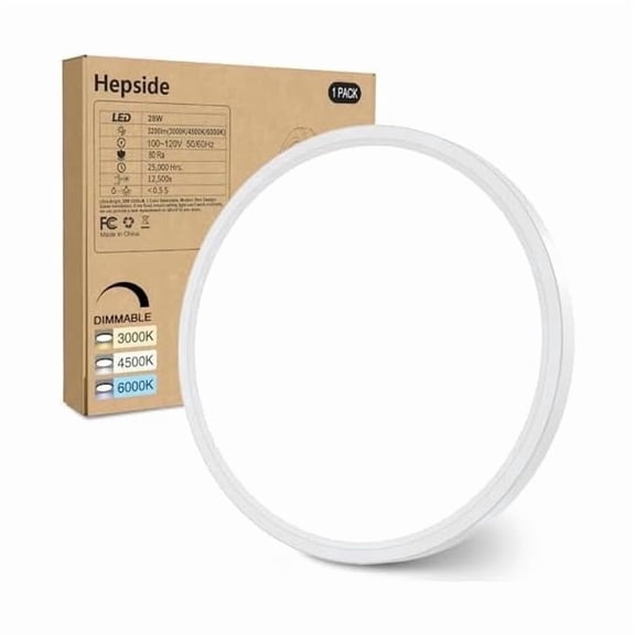 HOVMAP 12Inch Flush Mount Light Fixture White, 28Watt, Dimmable 3CCT 3 Color Selectable Flush Ceiling Light Fixture 3200LM Low Profile Ceiling Light for Kitchen Bedroom Hallway Porch, White