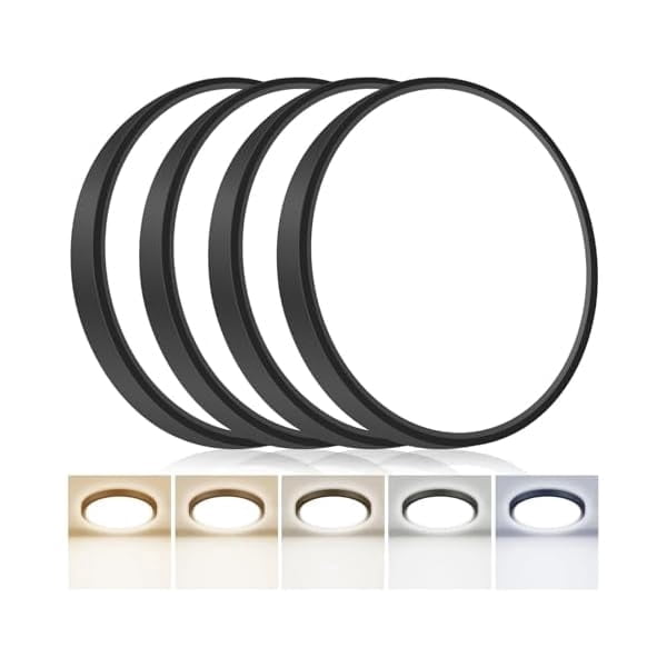Ceiling Light Led Flush Mount Ceiling Light 24W Led Ceiling Lights Fixture Ultra-Thin Flush Mount Light Fixture for Closet Garage Lights 4Pcs 13 inch Black 5Cct