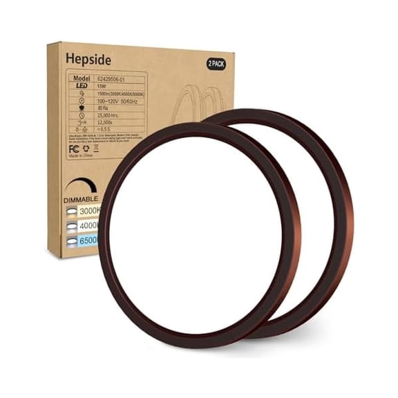 HOVMAP Dimmable Ceiling Light, 2 PC Flush Mount Ceiling Light Fixture Oil Rubbed Bronze, Selectable Ceiling Lamp, 7.5INCH 15W 1500LM Low Profile Light for Bedroom, Room Lights, 7" Bronze 3CCT
