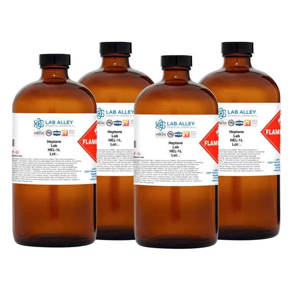 Lab Alley Heptane Lab Grade, 4 x 4 Liter Bottles