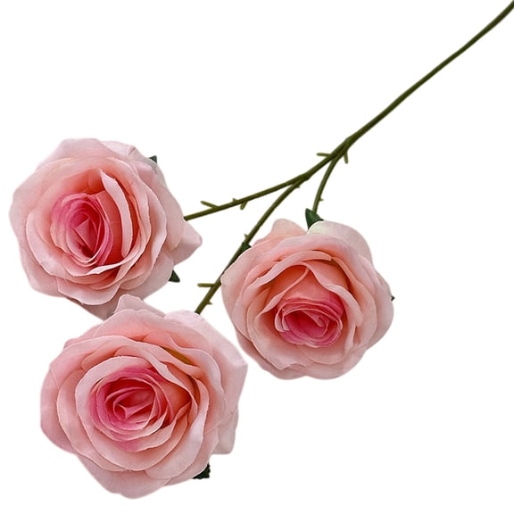 Heqing Boutique 2025 New 1Pc Artificial Rose Flowers with Long Stem,Real Touch Realistic Plastic Bouquet 3 forks Roses Bulk for Home Decor Bridal Wedding Party Table Centerpieces Decorations
