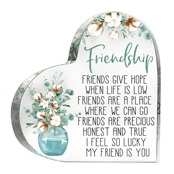 Heqing Boutique 2025 New for Friend Women Friend Birthday Acrylic Heart Butterfly Keepsake Paperweight for Home Table Shelf