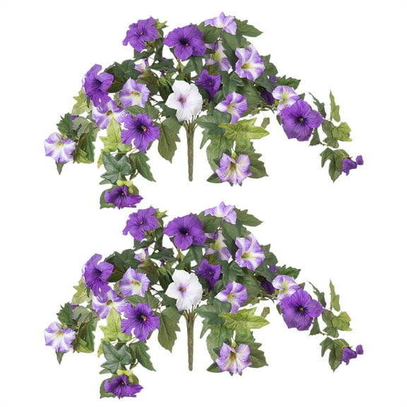Heqing Boutique 2026 New Artificial Flowers Plants for Outdoor Decoration 2Pcs Spring Petunias Flower No Fade for Home Garden Decor