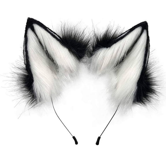 Heqing Boutique Clearance Faux Fur Fox Wolf Ears Headband,Fox Long Fur Ears Hair Headwear for Christmas Cosplay Costume Accessories Makeup organizers