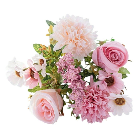 Heqing Boutique Hot Sale Artificial Flowers Like Real Artificial Bouquet Artificial Roses Bouquet with Chrysanthemum Flowers for Centerpiece Table Wedding Home Decor