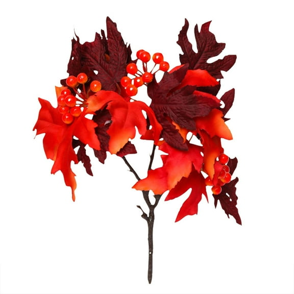 Heqing Boutique Hot Sale Maple Leaves for Festival Flocked Pinecones & Berries Autumn Decor Realistic Fall Greenery Accessories for Home Table Centerpiece Decorations