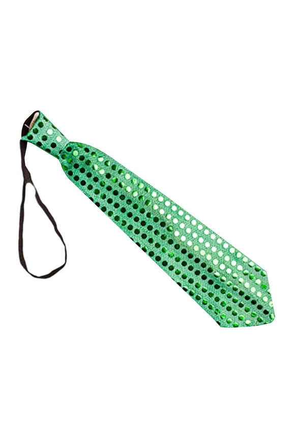 Polyester Sequin Green Decorative Tie Festival Stage Fun Accessory Adjustable Lanyard Style Necktie Hot Sale