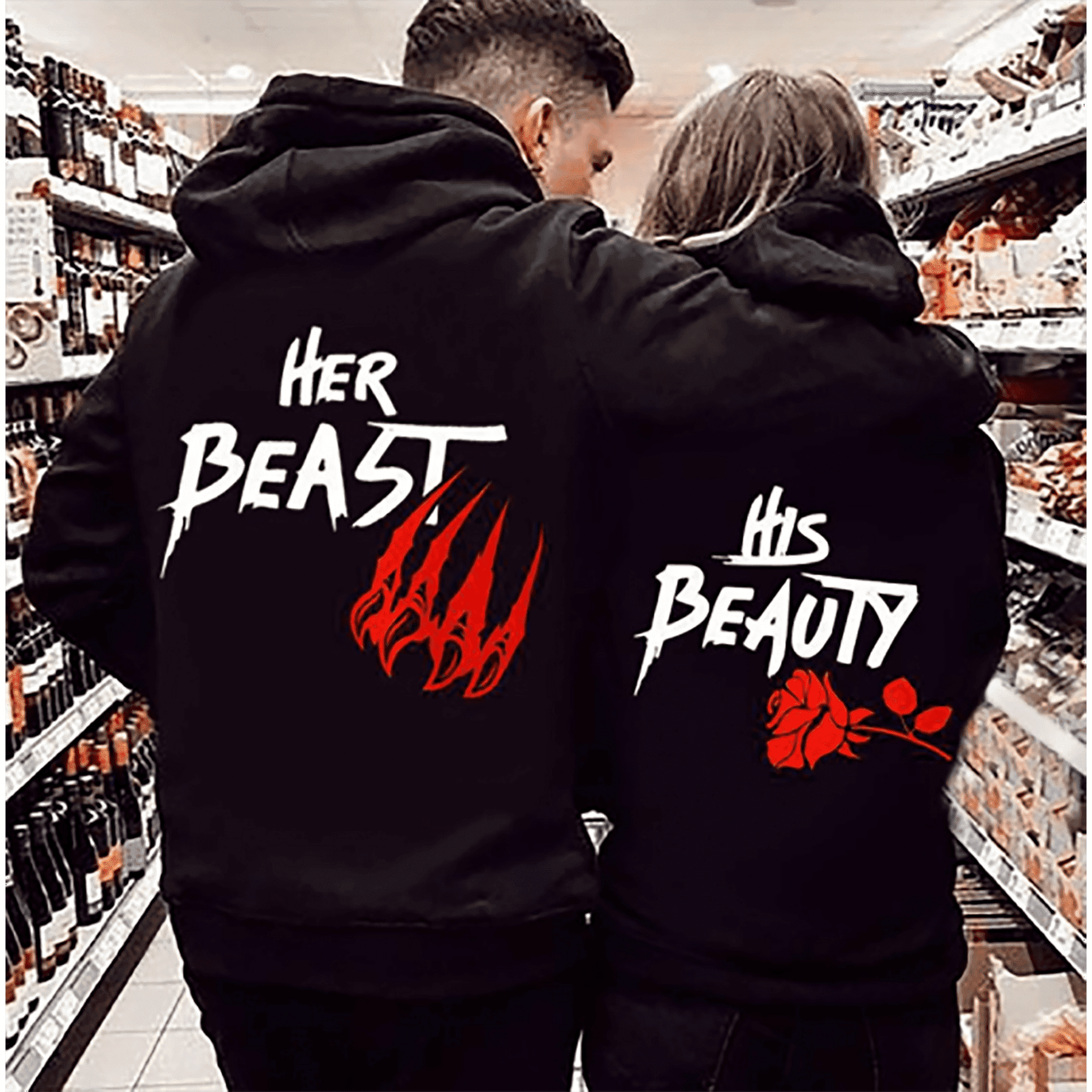 Her Beast/His Beauty Unisex Hoodie 2D S-5XL Unisex - Walmart.com