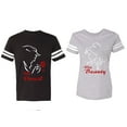 thumbnail image 1 of Her Beauty His Beast Matching Couple Cotton Jerseys (Men Black / Women Heather) (Men XXL / Women M), 1 of 3