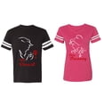thumbnail image 1 of Her Beauty His Beast Matching Couple Cotton Jerseys (Men Black / Women Pink) (Men M / Women M), 1 of 3