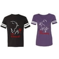 thumbnail image 1 of Her Beauty His Beast Matching Couple Cotton Jerseys (Men Black / Women Purple) (Men XXL / Women S), 1 of 3