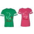 thumbnail image 1 of Her Beauty His Beast Matching Couple Cotton Jerseys (Men Green / Women Pink) (Men S / Women XXL), 1 of 3