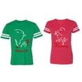 thumbnail image 1 of Her Beauty His Beast Matching Couple Cotton Jerseys (Men Green / Women Red) (Men M / Women M), 1 of 3