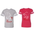 thumbnail image 1 of Her Beauty His Beast Matching Couple Cotton Jerseys (Men Heather / Women Red) (Men L / Women XL), 1 of 3