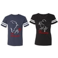 thumbnail image 1 of Her Beauty His Beast Matching Couple Cotton Jerseys (Men Navy / Women Black) (Men L / Women L), 1 of 3